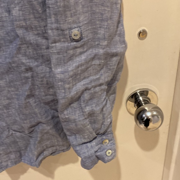 Sigrid Olsen Blue linen button down shirt - Picture 3 of 5